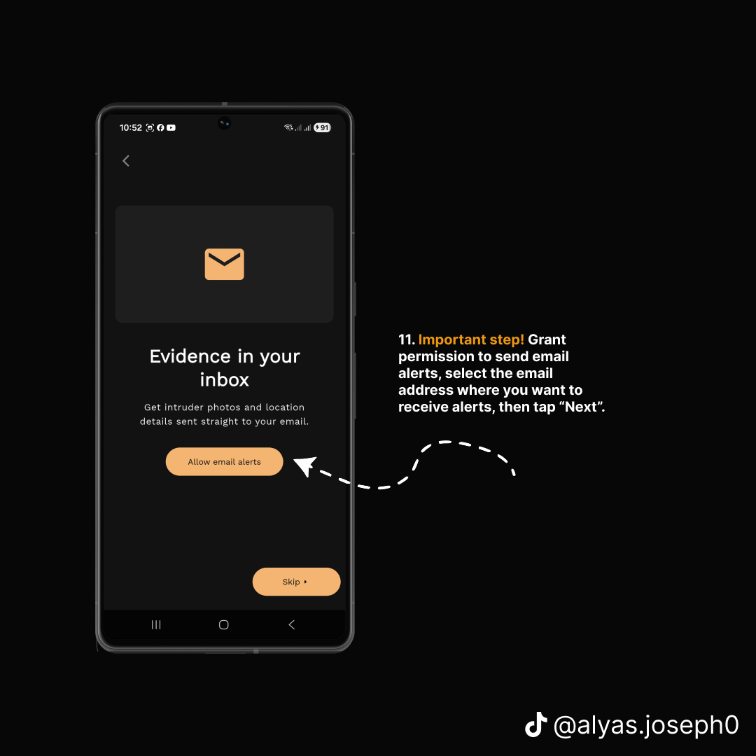 Email alerts screen reading Evidence in your inbox